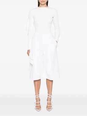 Mugler White Long Sleeve Avant Garde Blouse